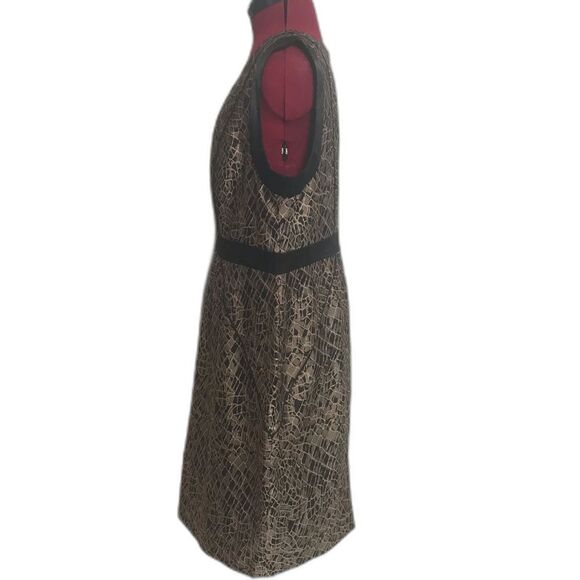 Jones New York Dress Women's Size 14 Taupe & Black Sleeveless Sheath - Picture 6 of 11